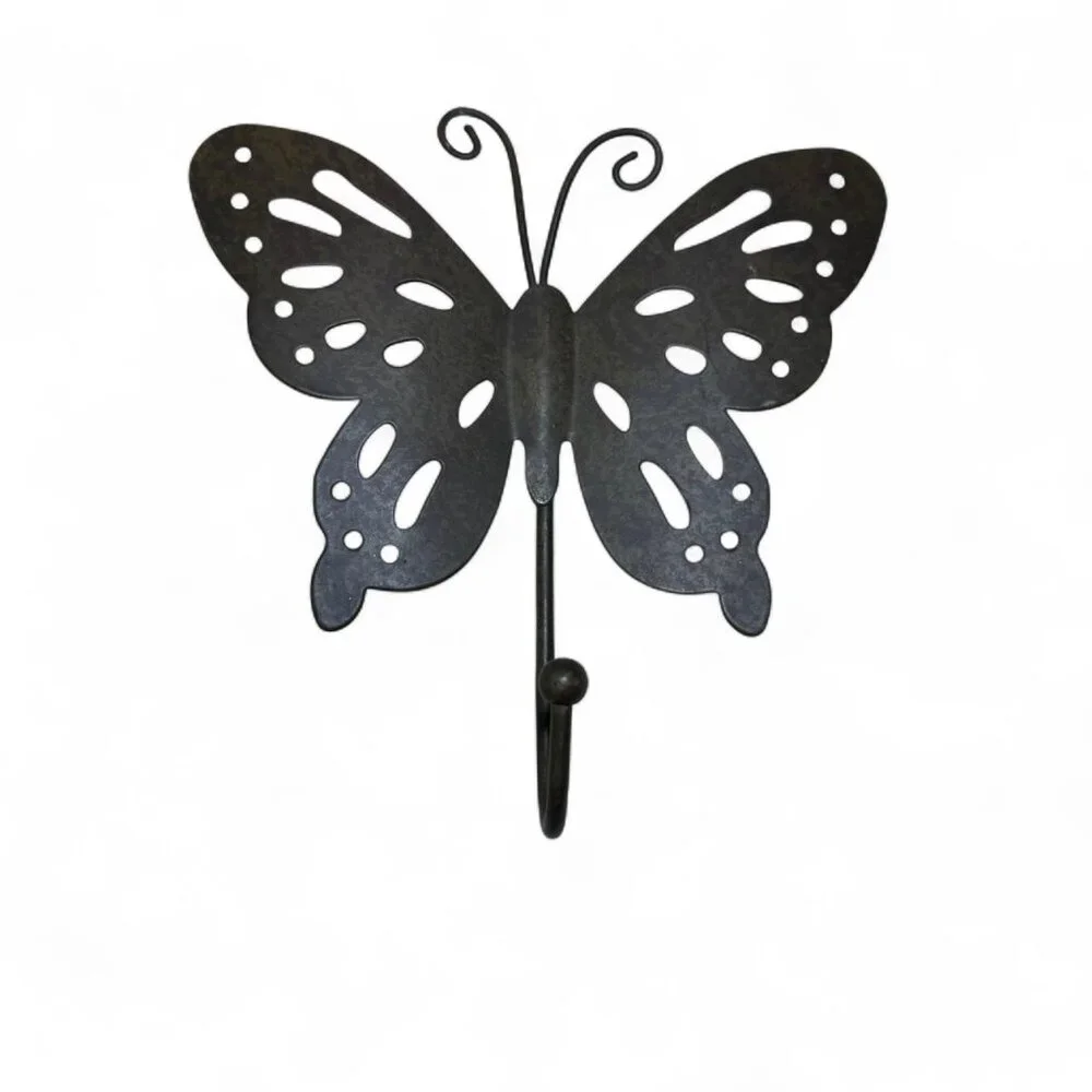 3 Metal Butterfly Decorative Wall Hooks